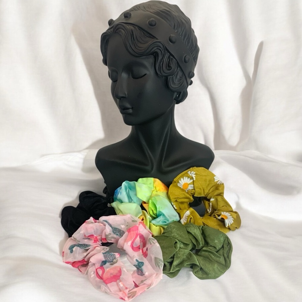Hair Scrunchie Multi-Color 5 piece Bundle.